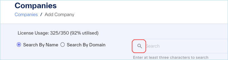 Add Company Search button