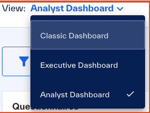 A screenshot of a dashboard switcher